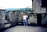 Kacy atop old city wall